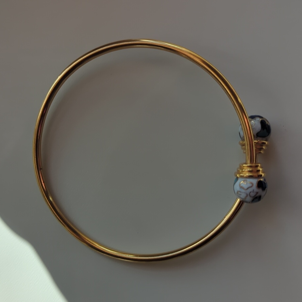 Vintage Cloisanne Bypass Bracelet/Bangle Gold Tone - Picture 11 of 16